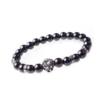 Hématite 8MM Perles précieuses de tête de Lion Bracelet